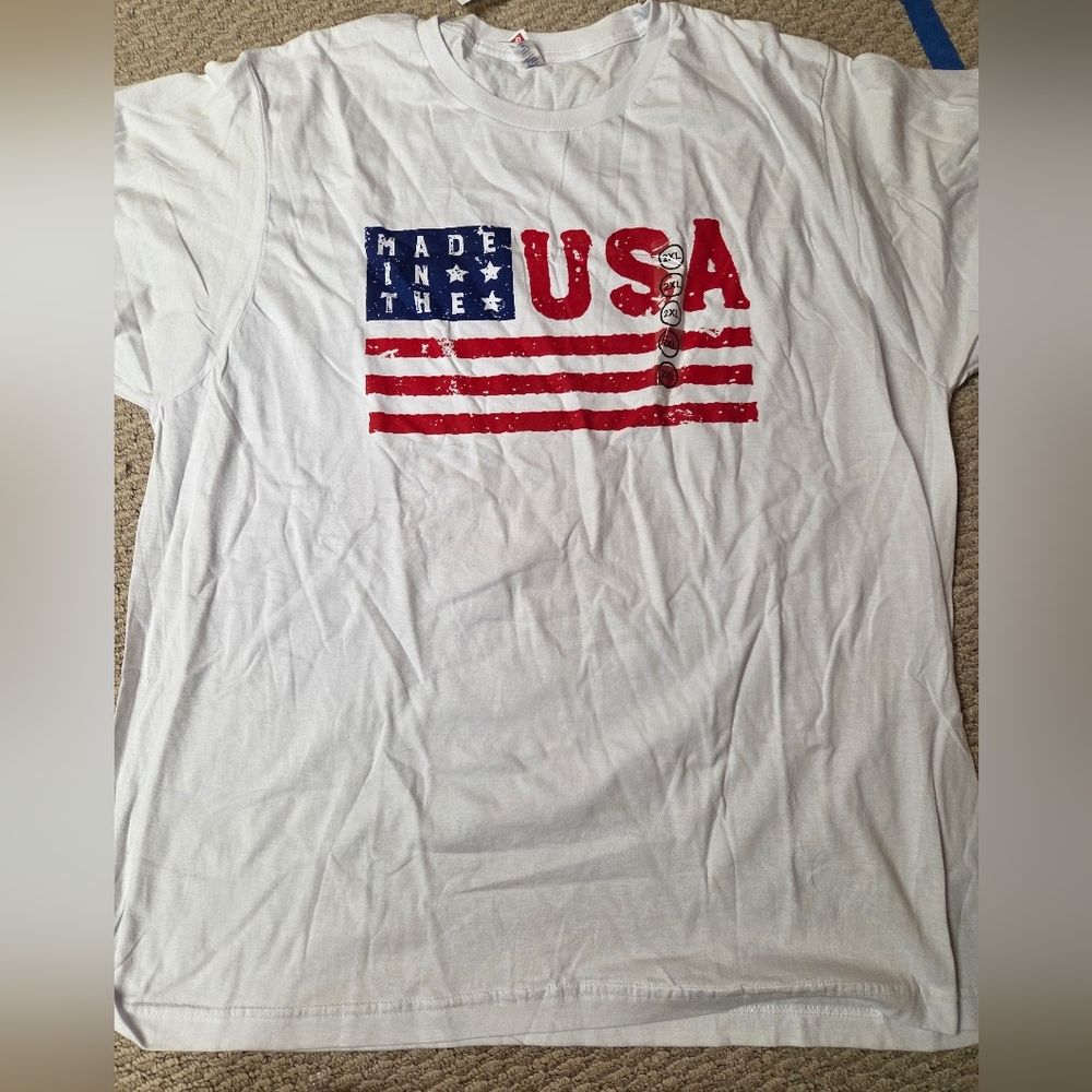 White T-Shirt with USA Flag Graphic